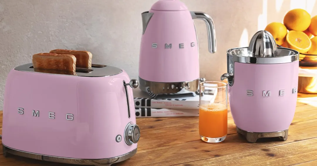Smeg TSF01PKEU Broodrooster Roze - 2x 950W