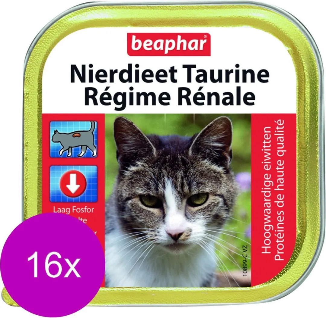 Beaphar Nierdieet Kattenvoer Nat Zalm 100g - 16 Stuks