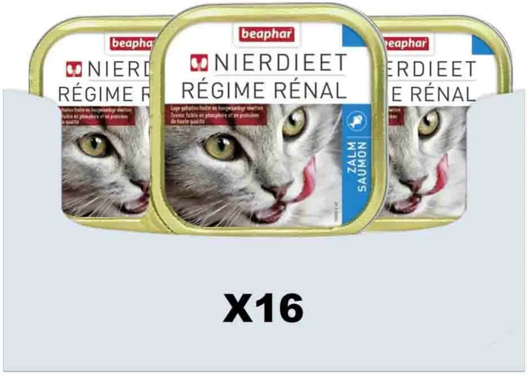 Beaphar Nierdieet Kattenvoer Nat Zalm 100g - 16 Stuks