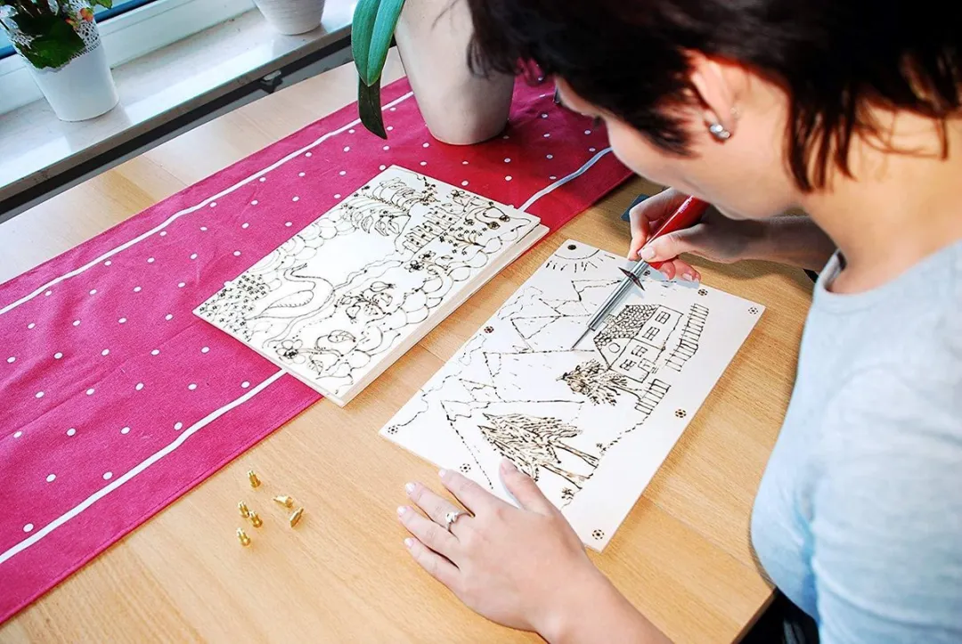 Rothenberger Houtbrander Set Pyrografie - 20 Opzetstukken - Rood