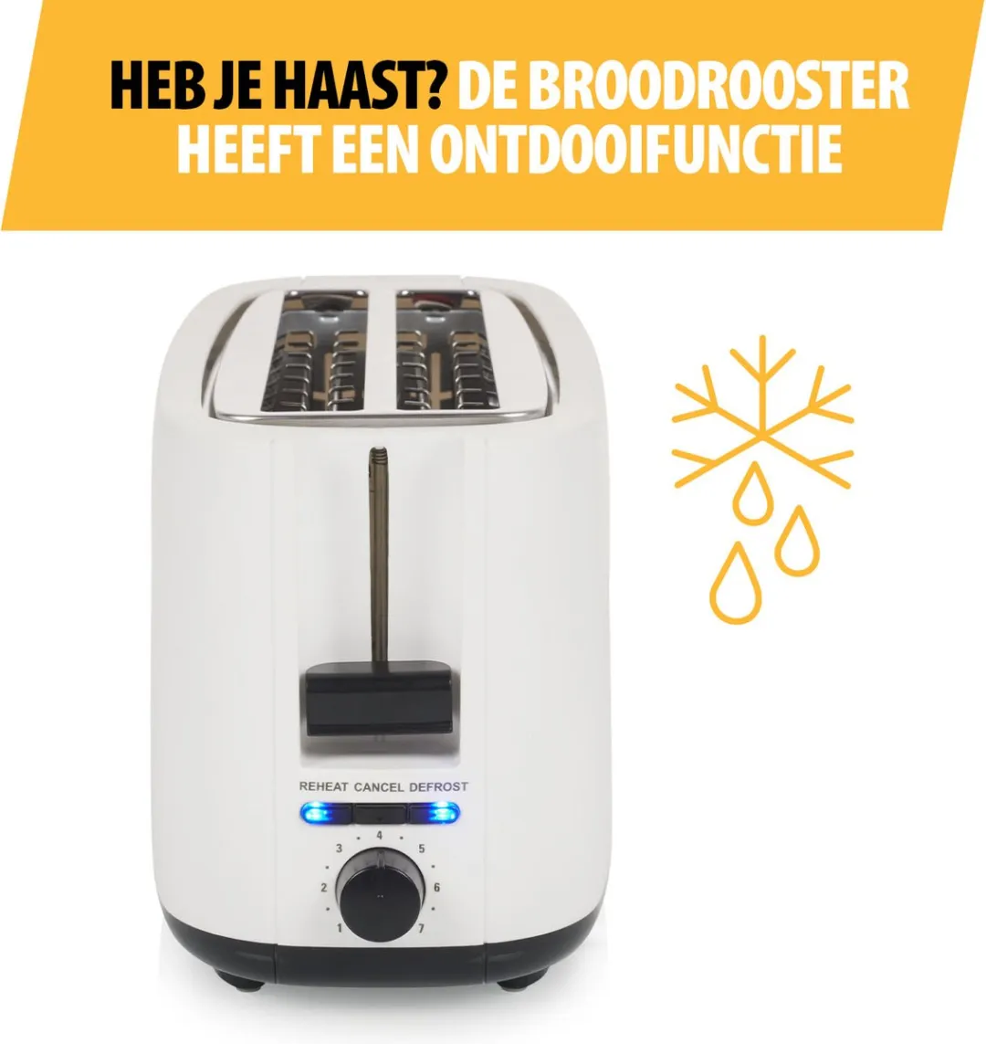 Tristar BR-1057 Broodrooster 1400W - 2 Sleuven - 4 Boterhammen - Wit