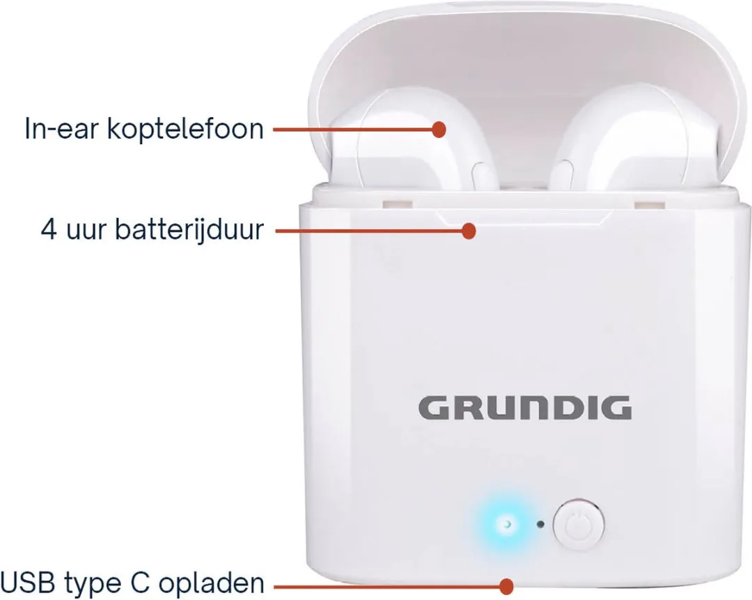 Grundig 8711252291413 Draadloze Oordopjes - Wit