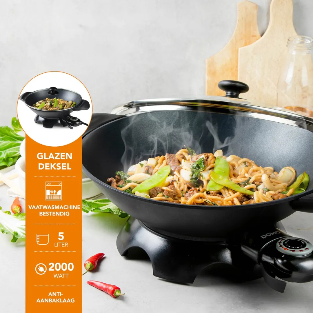Domo DO8708W Elektrische Wok 2200W - 35,5 cm