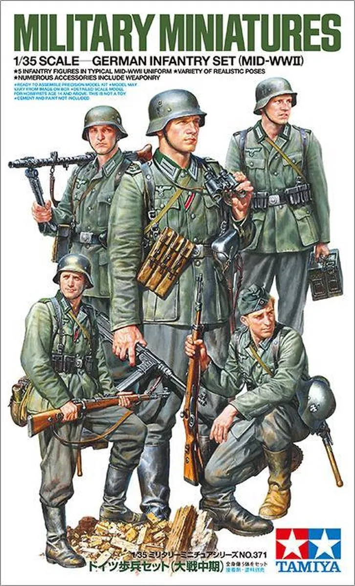 Tamiya German Infantry Mid-WWII Set 35371 - 1:35 - Modelbouwpakket Multi