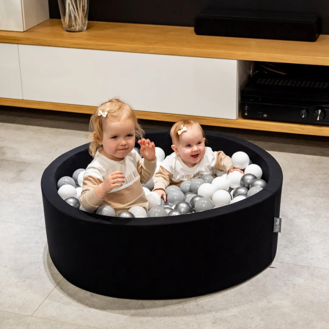 KiddyMoon Ballenbakballen Ø7cm - 50 Stuks - BPA-vrij - Wit/Grijs/Zilver