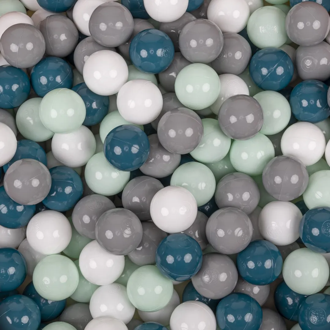 KiddyMoon Ballenbad 90x30cm - 200 Ballen ∅7cm - Lichtgrijs/Donkerturquoise