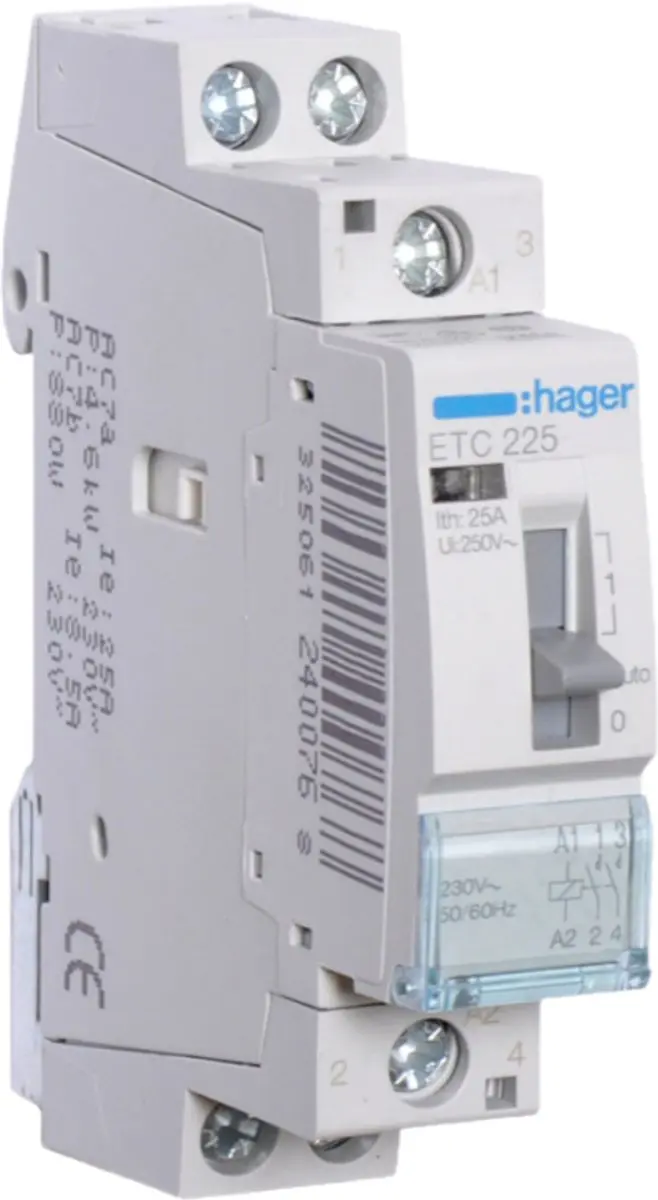 Hager ETC225 Contactor - 2NO 25A 230V - afbeelding 2 van 2