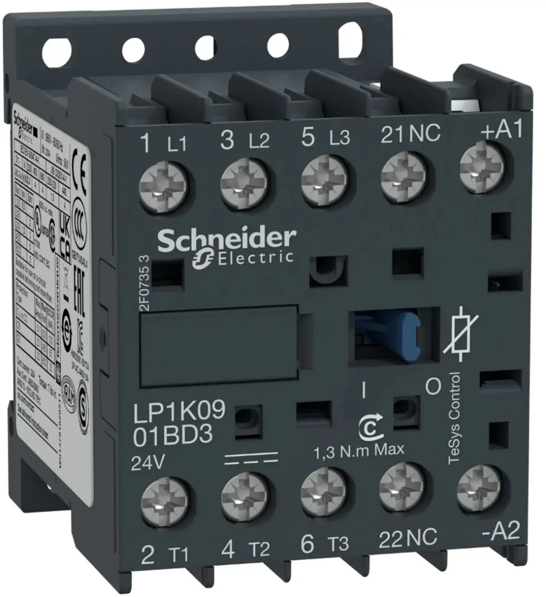 Schneider Electric LP1K0901BD3 Schakelaar 24Vdc - Wit - afbeelding 2 van 2