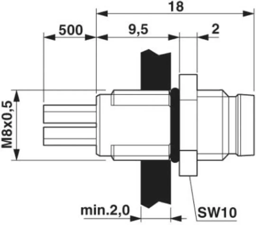 Phoenix Contact 1500347 M8 Inbouwconnector - 4-polig - afbeelding 2 van 5