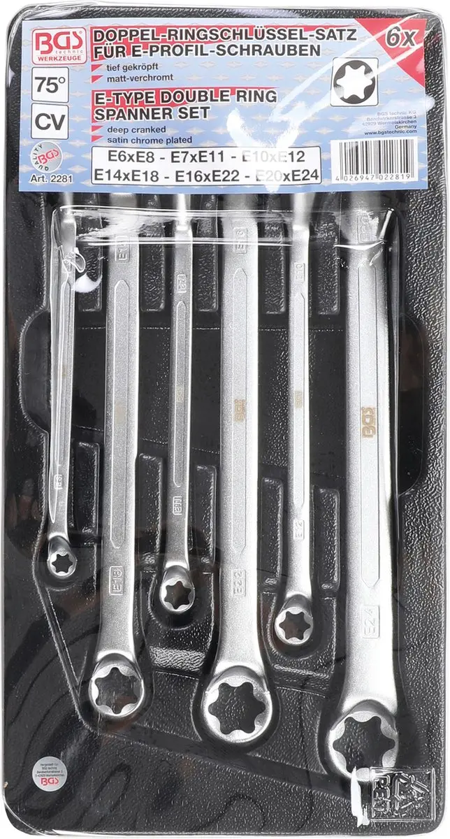 BGS technic Ringsleutelset E-profiel E6-E24 - 6 delig - afbeelding 2 van 2