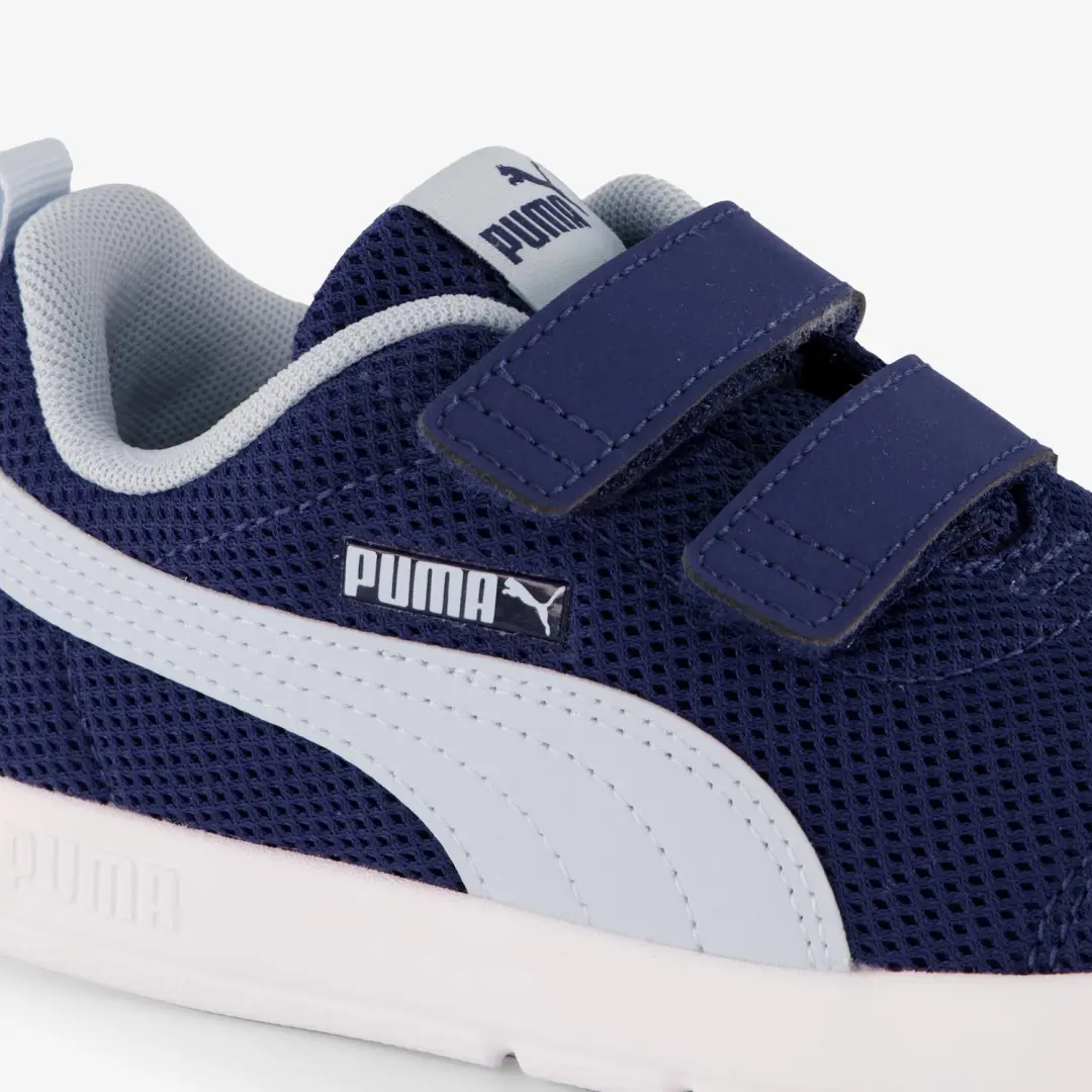PUMA Courtflex V3 Mesh Kinder Sneakers - Blauw - Maat 26 - afbeelding 5 van 6