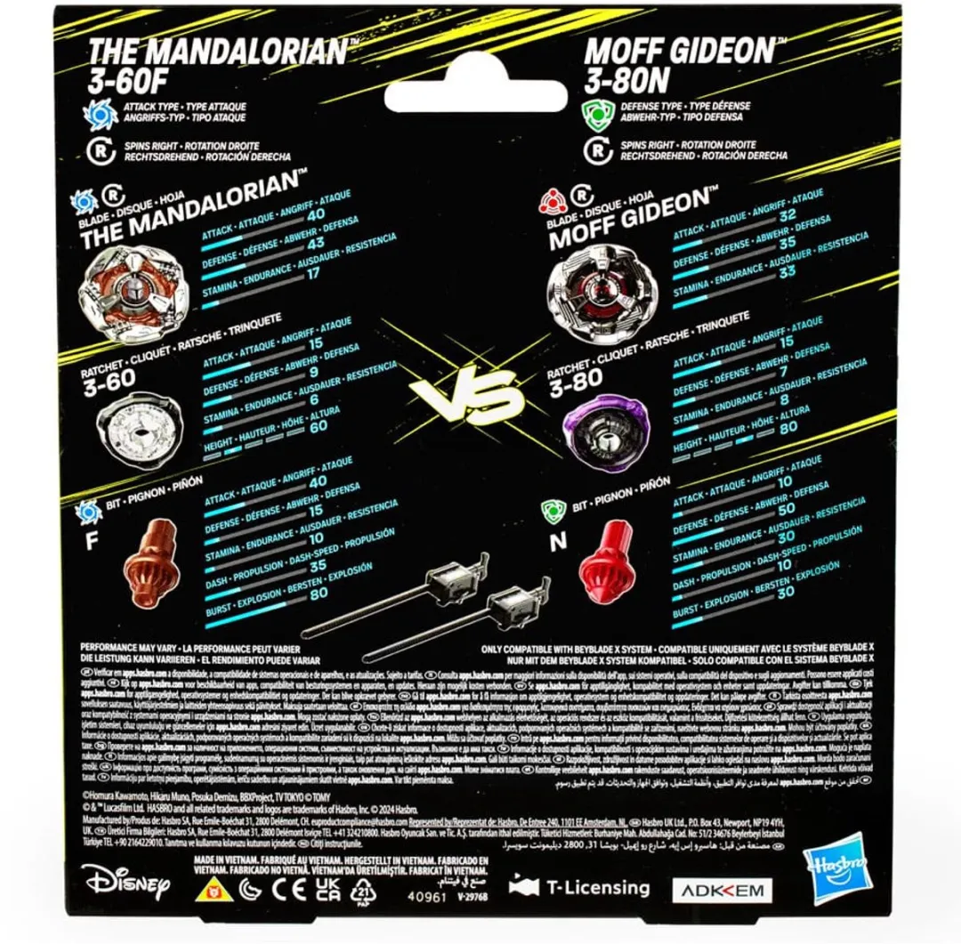 Hasbro Beyblade X Star Wars The Mandalorian 3-60F vs. 3-80N - Multipackset