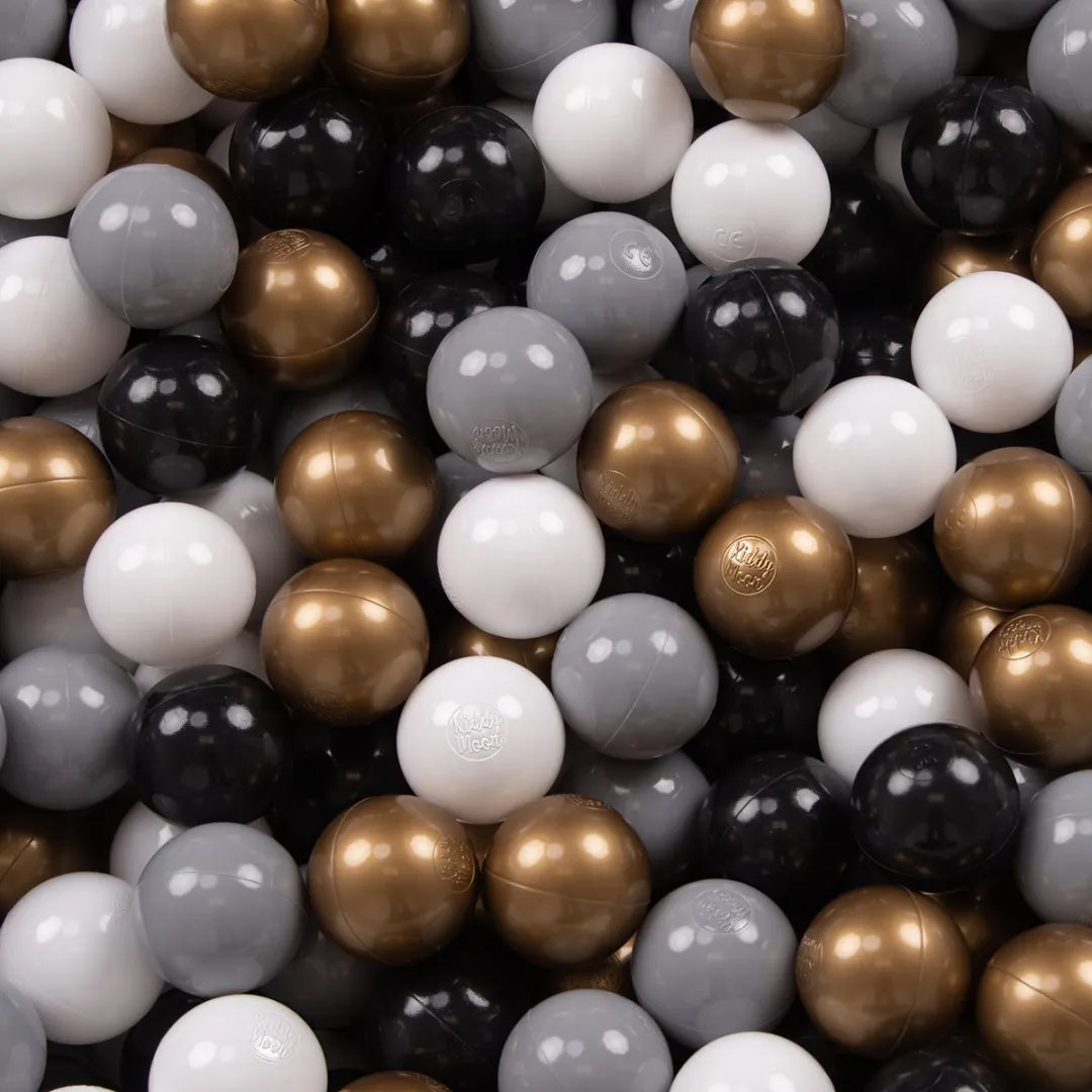 KiddyMoon Ballenbad 413716 - 600 Ballen 120x30cm - Donkergrijs/Wit/Grijs/Zwart/Goud