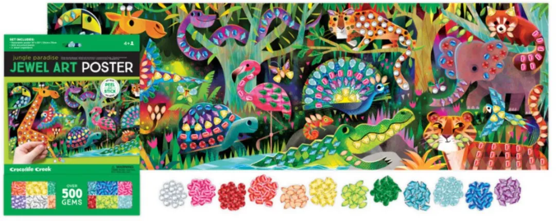 Crocodile Creek Creativity Jewel Art Poster - Paradijs Jungle - 3 Stuks