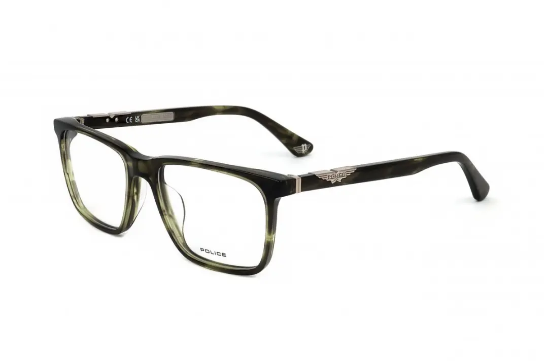 Police VPLL71 Shiny military stripped green 52/17/145 MAN Brilmonturen