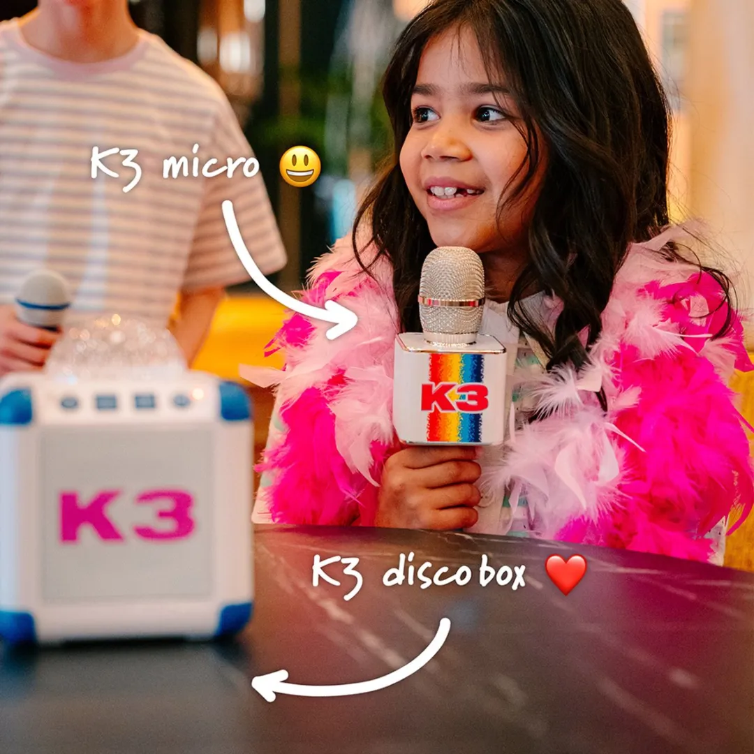 K3 Disco Box - 1 Microfoon - Wit/Blauw/Multicolor