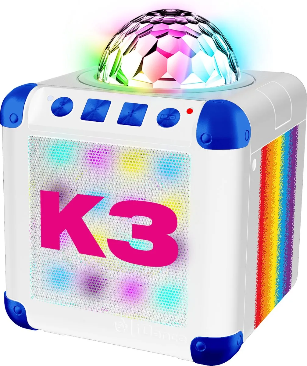K3 Disco Box - 1 Microfoon - Wit/Blauw/Multicolor