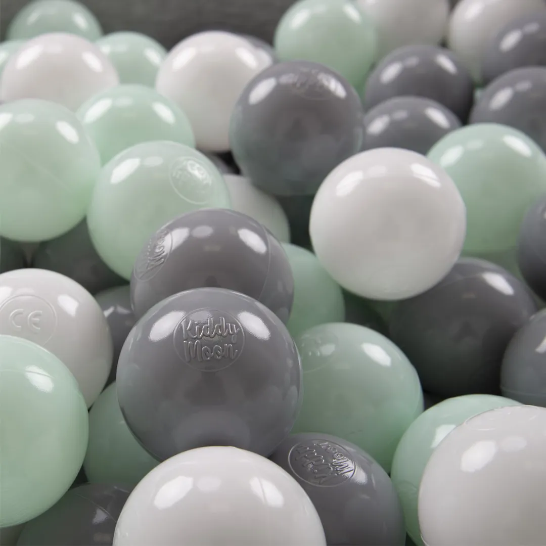 KiddyMoon Kinderballen Ø6cm - 1200 Stuks - Wit/Grijs/Mint