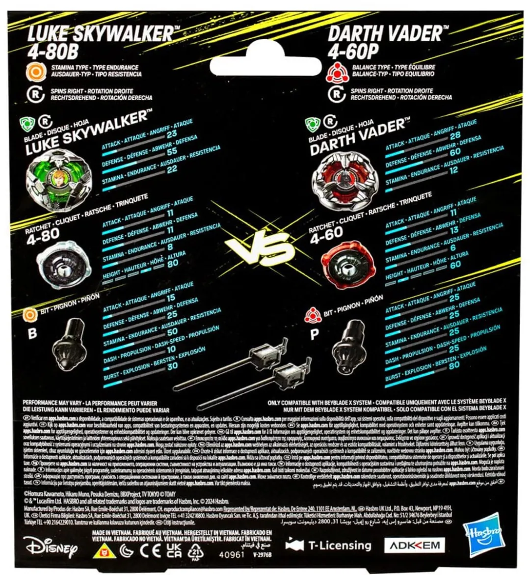 Hasbro Beyblade X Star Wars Luke Skywalker vs Darth Vader Multipack - HASG0290