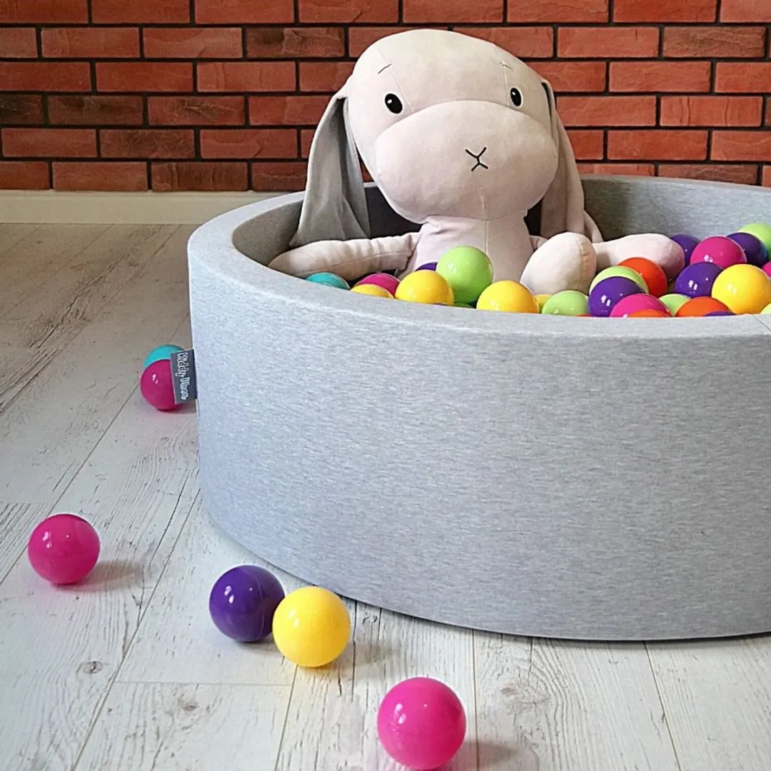 KiddyMoon Ballenbad 90x30cm - 200 Ballen ∅7cm - Donkergrijs/Rozeparel/goud