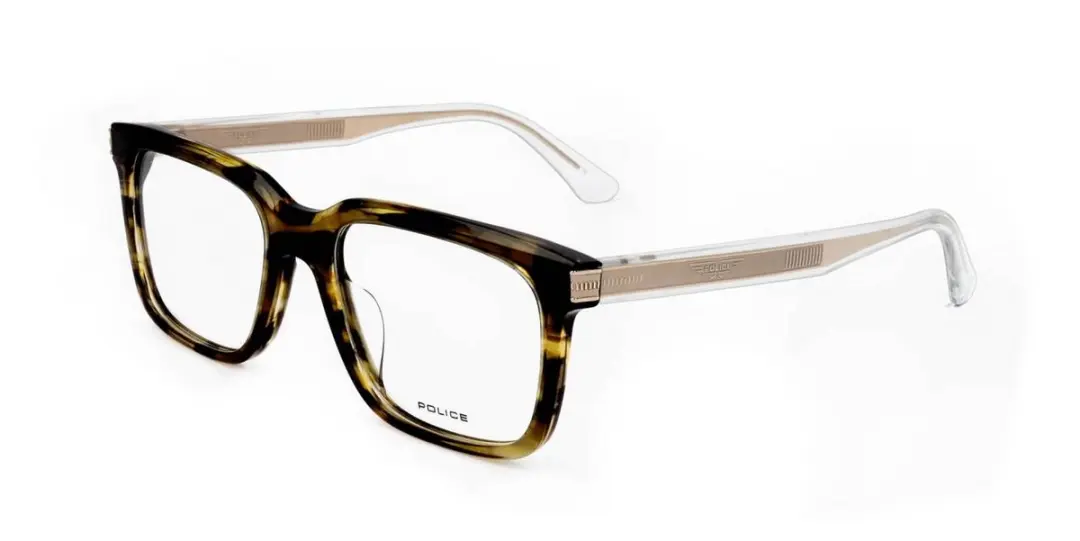 Police VPLF03 Green/musk/striped oliva 53/18/145 MAN Brilmonturen
