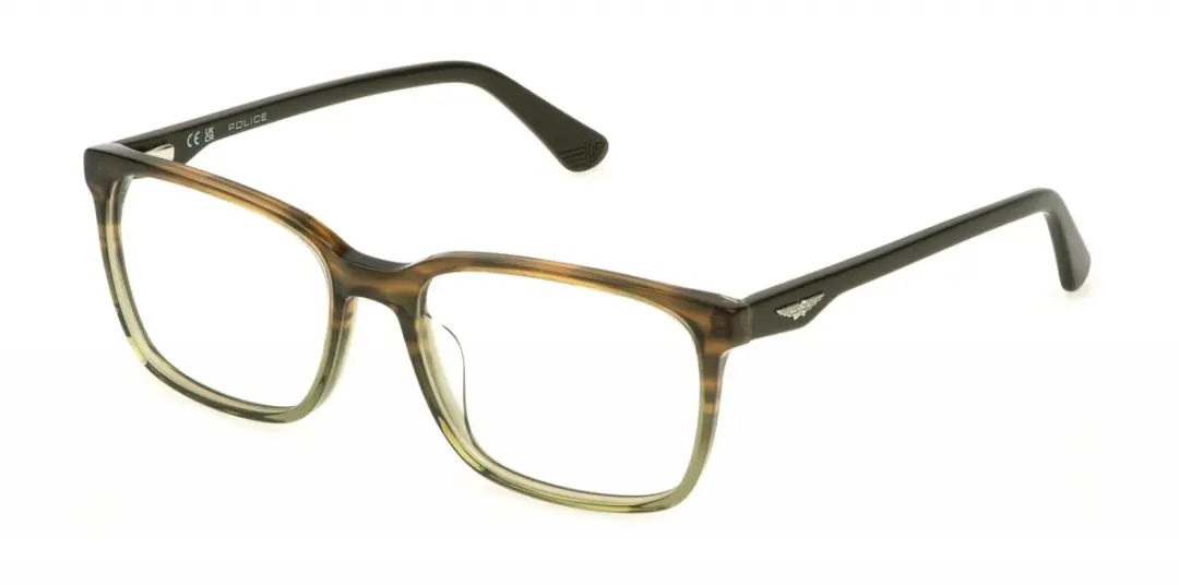 Police VPLN81 Marrone striato+verde 55/17/145 MAN Brilmonturen