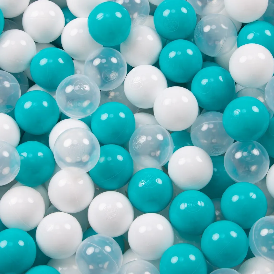 KiddyMoon Kinderballen 300 Stuks ∅7cm - Turkoois/Transparant/Wit