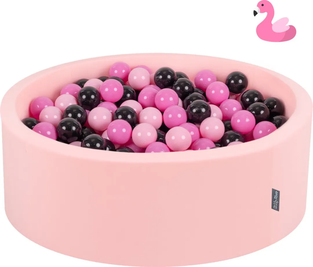 KiddyMoon Ballenbad Flamingo 90x30cm - 300 Ballen ∅7cm - Roze/Poederroze/Zwart