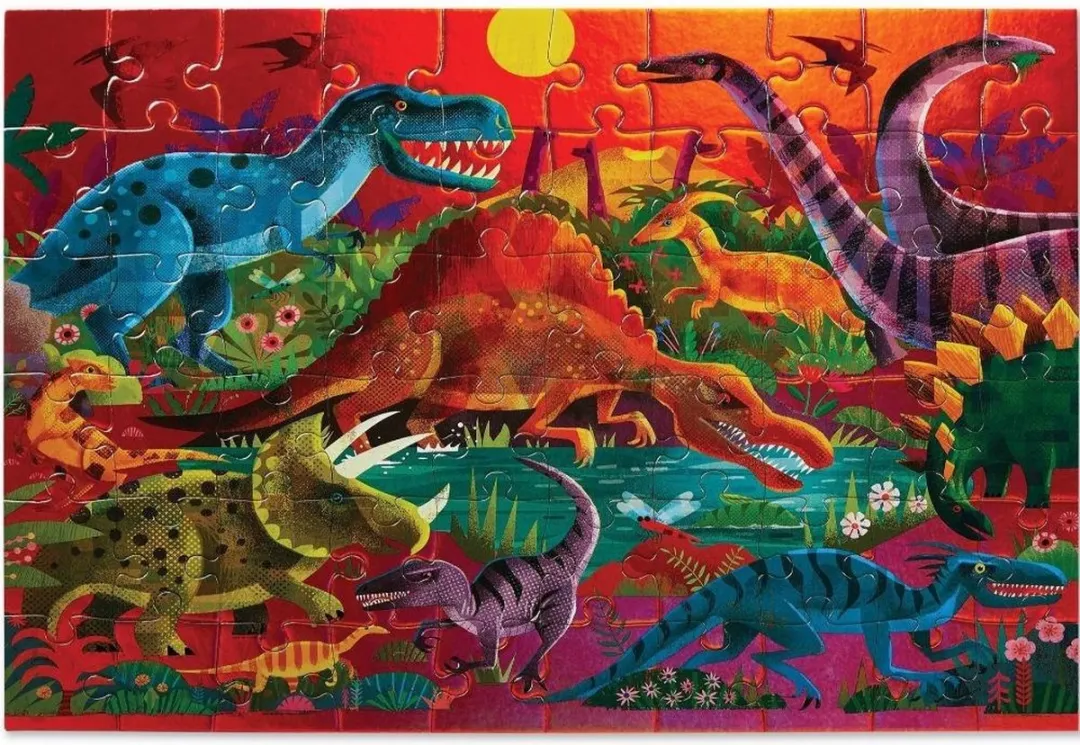 Crocodile Creek Dazzling Dinosaurs Foliepuzzel 60 Stuks - CC79052