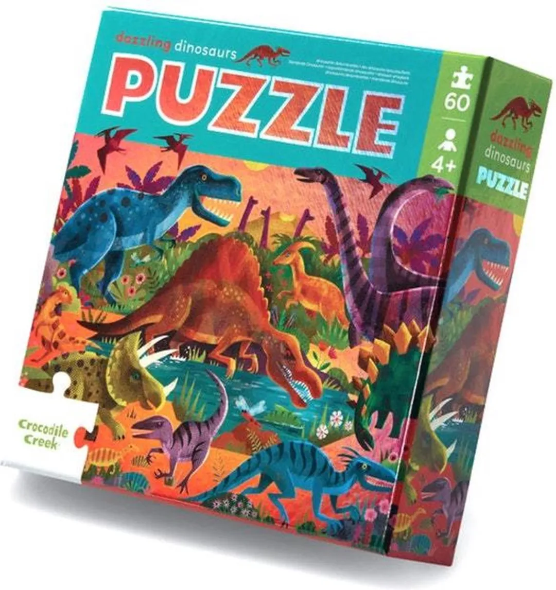 Crocodile Creek Dazzling Dinosaurs Foliepuzzel 60 Stuks - CC79052