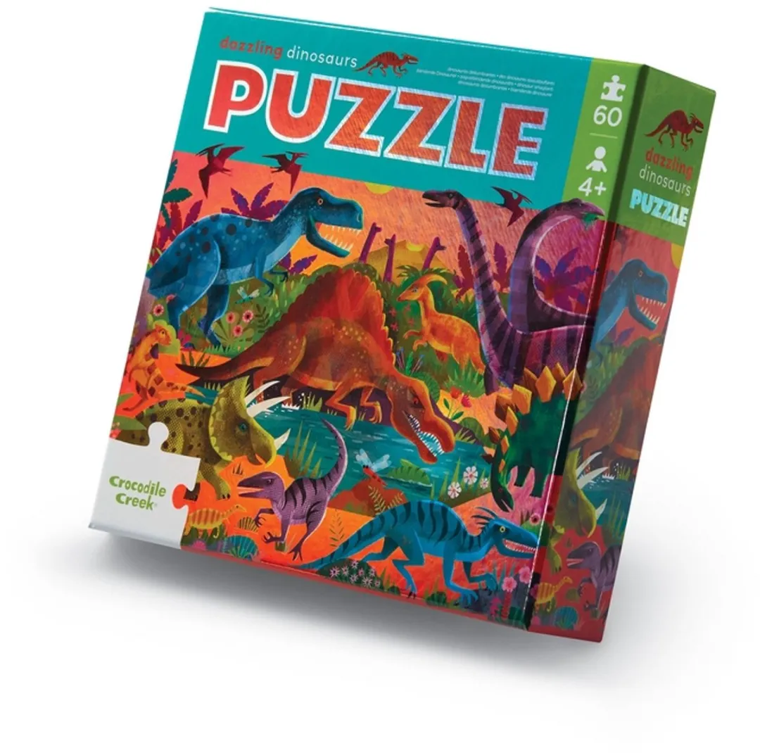 Crocodile Creek Dazzling Dinosaurs Foliepuzzel 60 Stuks - CC79052