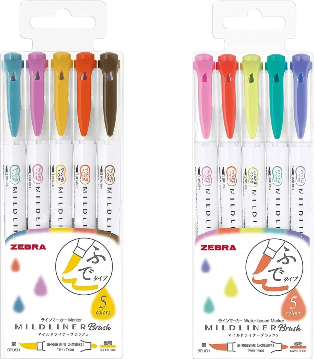 Zebra Mildliner Brush Pennen