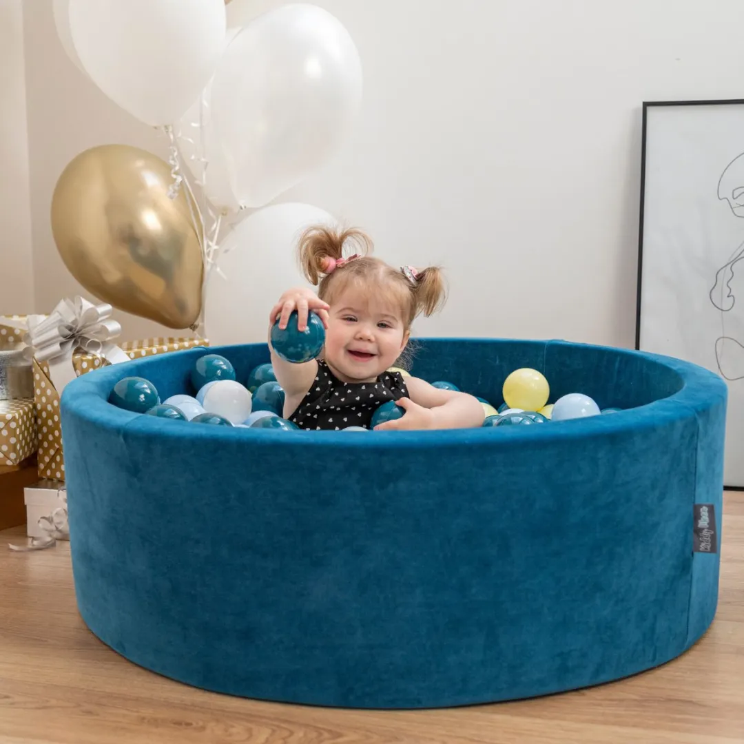 KiddyMoon Ballenbakballen Ø7cm - 50 Stuks - Donker turkoois/Pastelbeige/Koperrood
