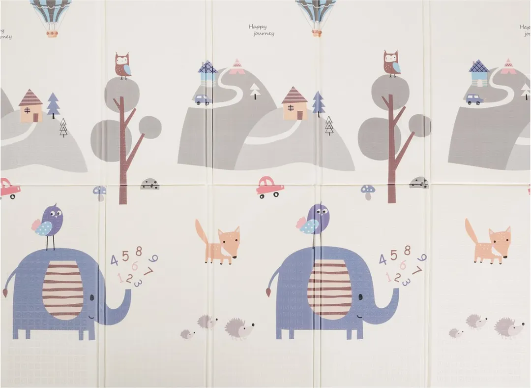 KiddyMoon Schuimmat Baby Opvouwbaar 150x200cm - Grijs Bergen Olifant