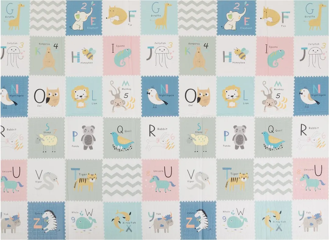 KiddyMoon Schuimmat Baby Opvouwbaar 150x200cm - Grijs Bergen Olifant