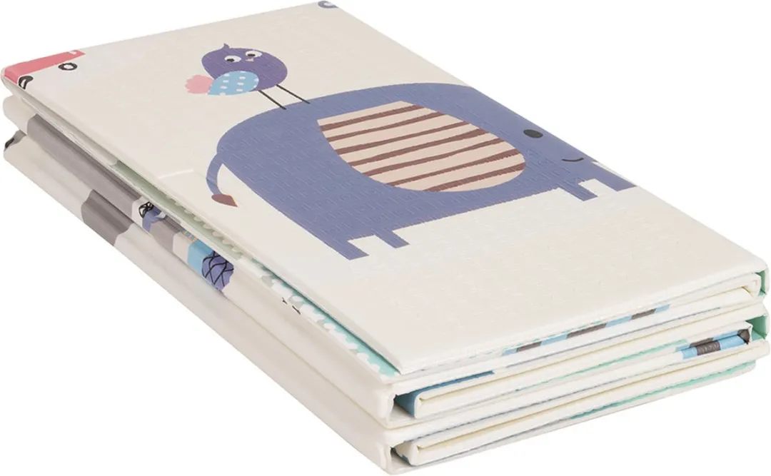KiddyMoon Schuimmat Baby Opvouwbaar 150x200cm - Grijs Bergen Olifant