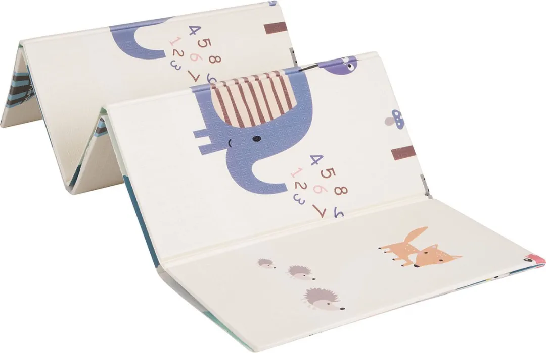 KiddyMoon Schuimmat Baby Opvouwbaar 150x200cm - Grijs Bergen Olifant