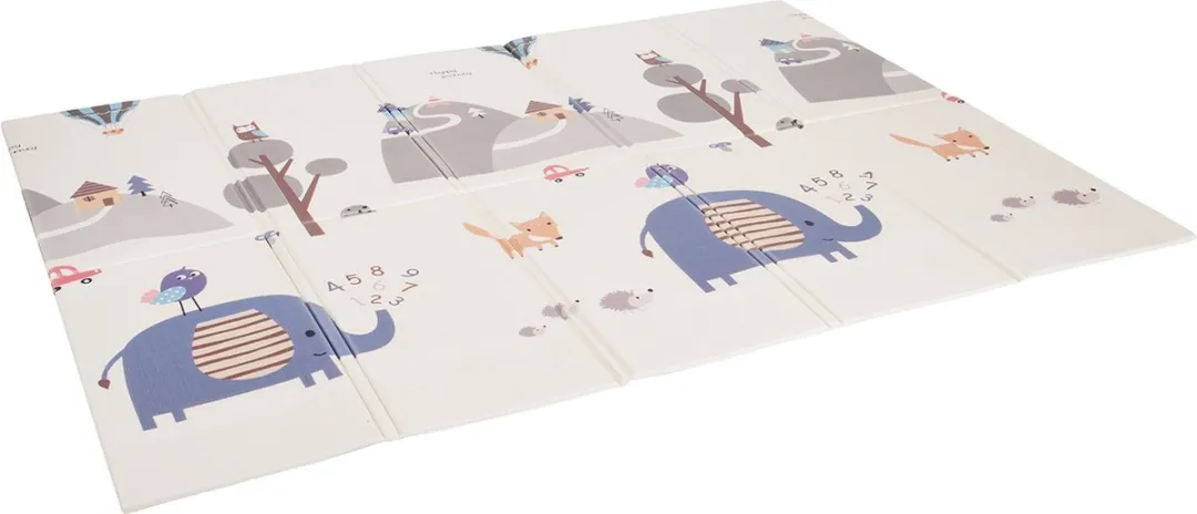 KiddyMoon Schuimmat Baby Opvouwbaar 150x200cm - Grijs Bergen Olifant - afbeelding 6 van 6