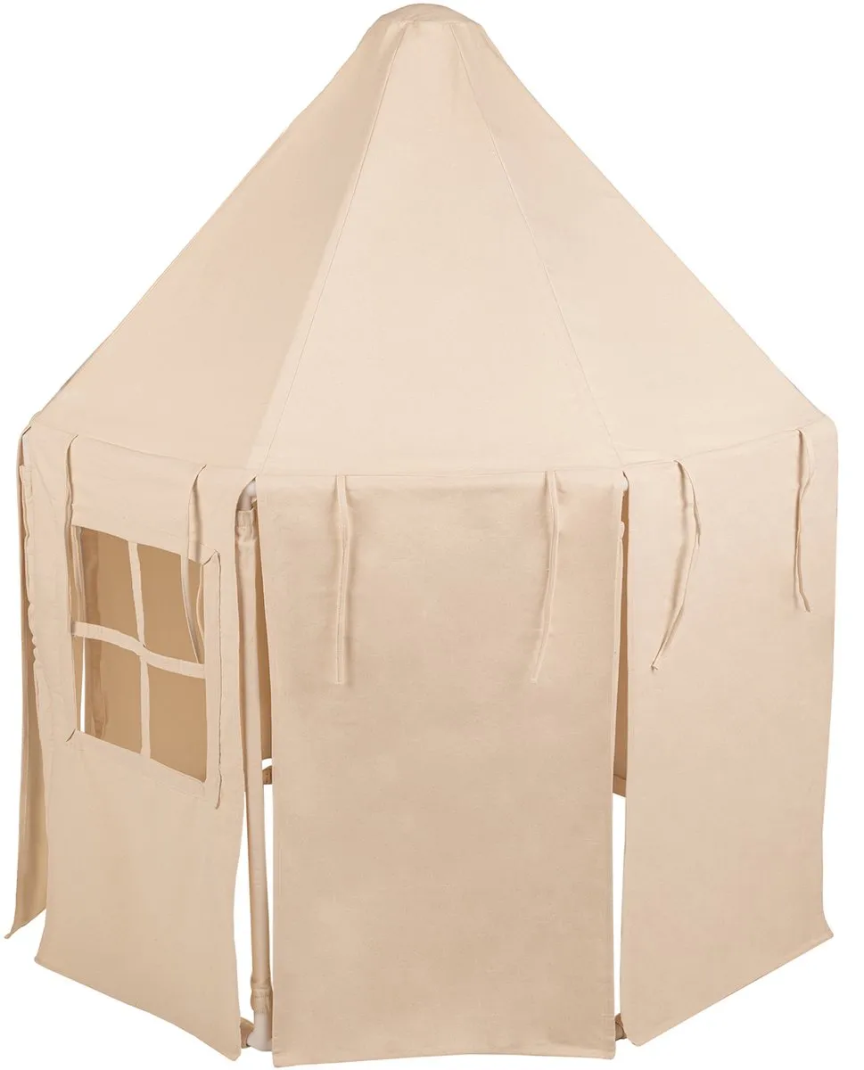 KiddyMoon Speeltent 300 Ballen - Paviljoenvormig Kinderhuis - Natuurlijk Wit/Parel/Pastel Beige/Groen Grijs