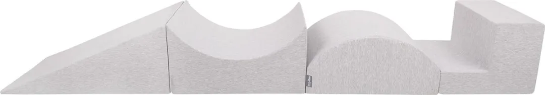 KiddyMoon Schuimspeelplaats Ballenbad 200 Ballen - ∅7cm - Lichtgrijs:Poederroze/Parel/Transparant