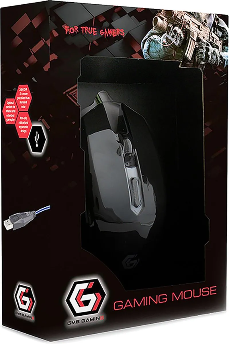 Gembird MUSG-001-B Gaming Muis - Zwart/Blauw - afbeelding 6 van 6