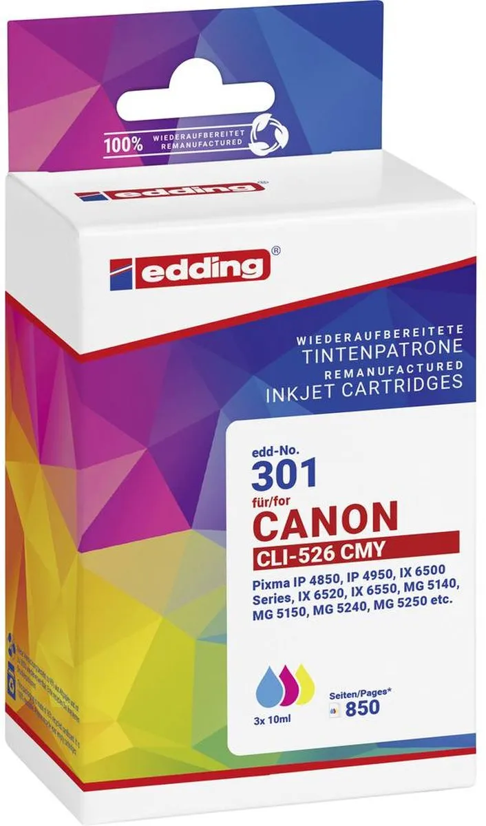 edding Inktcartridge Compatibel Canon CLI-526CMY