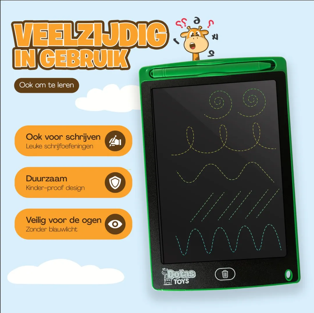 DotasToys® Tekentablet - LCD Tablet met Kleurenscherm voor Kinderen - Kindertablet - Tekenbord & Schrijfbord met Scherm Speelgoed - Keer op keer Tekenen & Schrijven