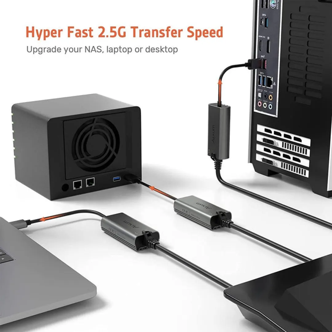 NÖRDIC USBC-LAN USB-C naar RJ45 Adapter 2,5Gbps - Space Gray
