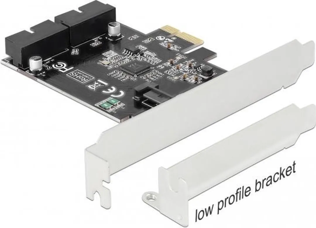 Delock 90387 PCIe USB 3.0 Adapter - 2x Intern Pin Header - Zwart
