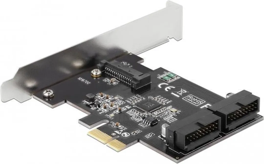 Delock 90387 PCIe USB 3.0 Adapter - 2x Intern Pin Header - Zwart