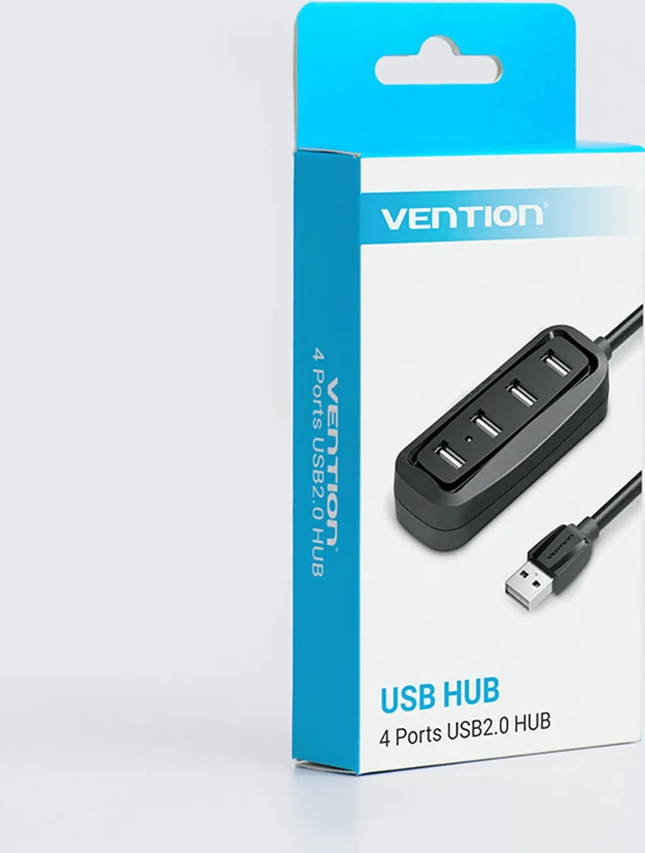 Vention VAS-J43-B015 USB 2.0 Hub 4 Poorten - Zwart