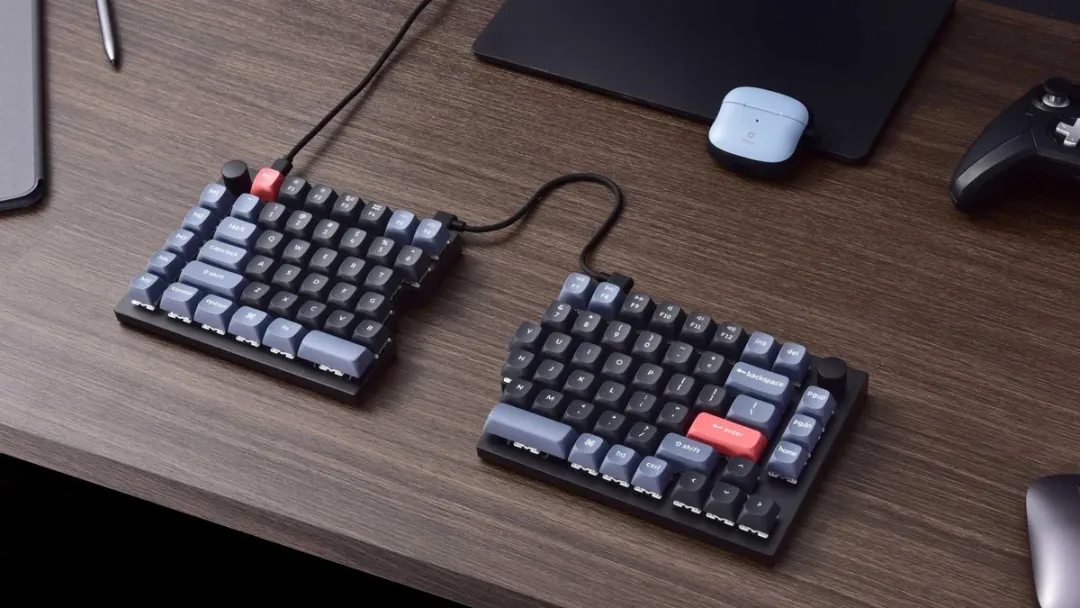 Keychron Q11 Q11-M3Z Split Toetsenbord - Brown Switch - Blauw/Grijs/Zwart