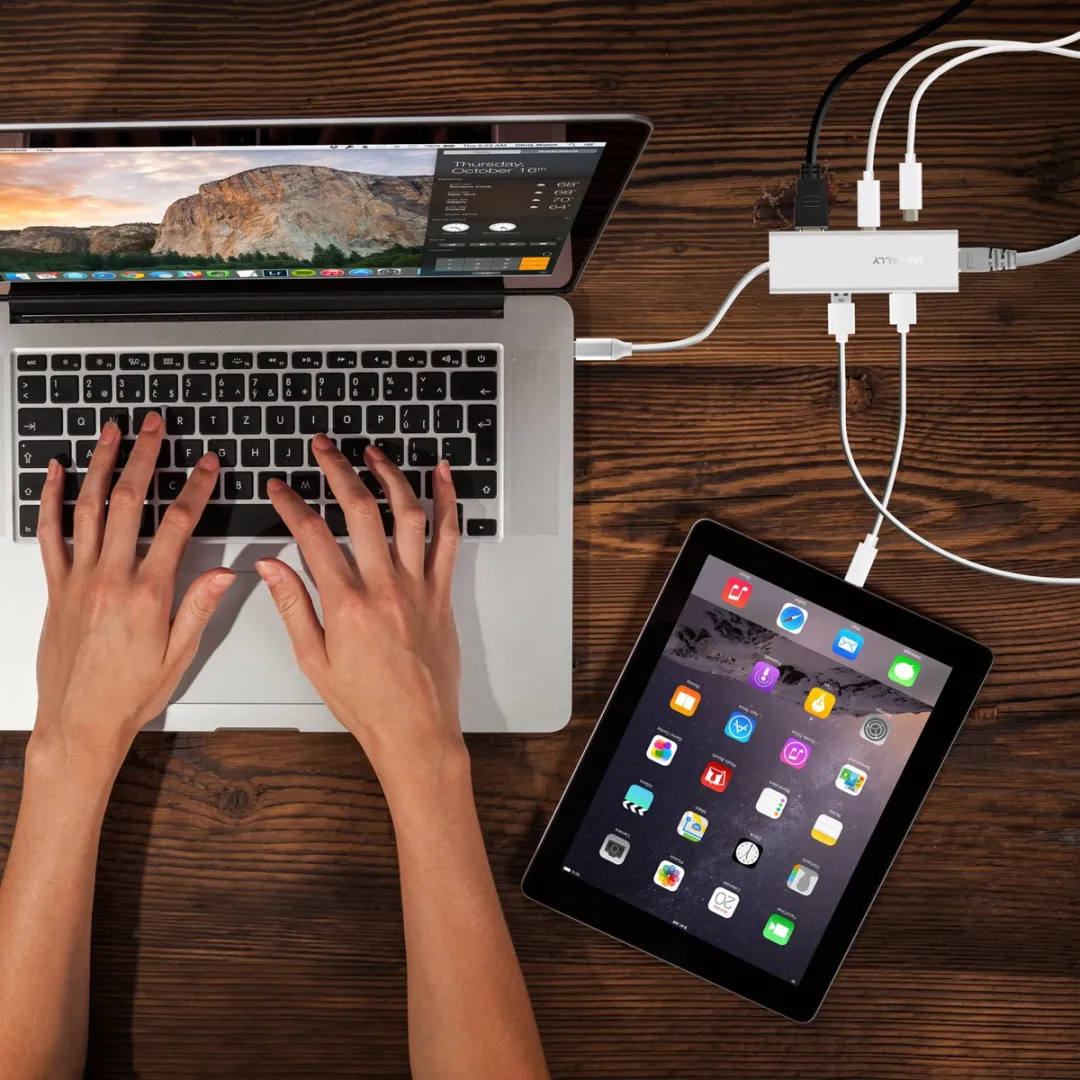 Macally UCDOCK USB-C Hub 6-in-1 - Zilver