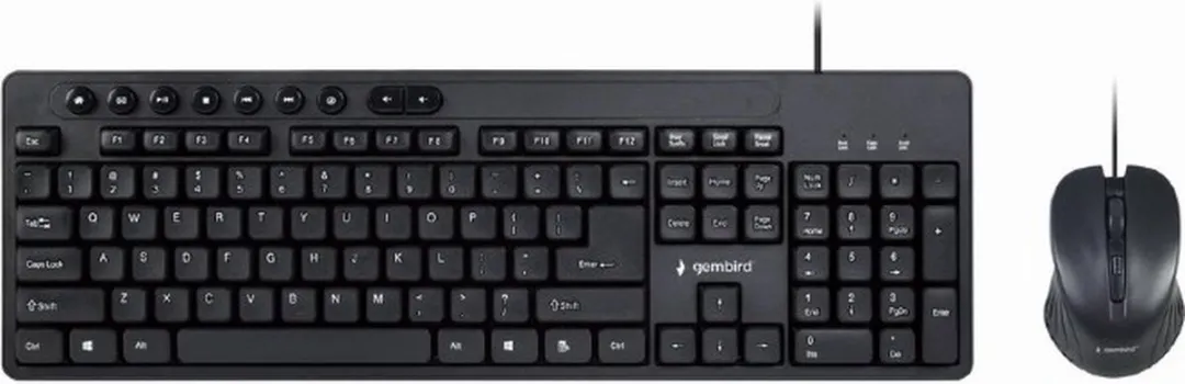 Gembird KBS-UM-04 Desktopset - Bedraad Toetsenbord & Muis - Zwart
